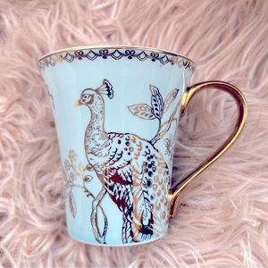 222 Fifth Peacock Garden Turquoise Porcelain Mug
